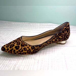 WHBM Calf Hair Leopard Print Pointy Toe Dressy Flats Size 8